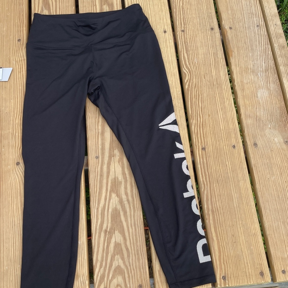Reebok Black Leggings with White Logo